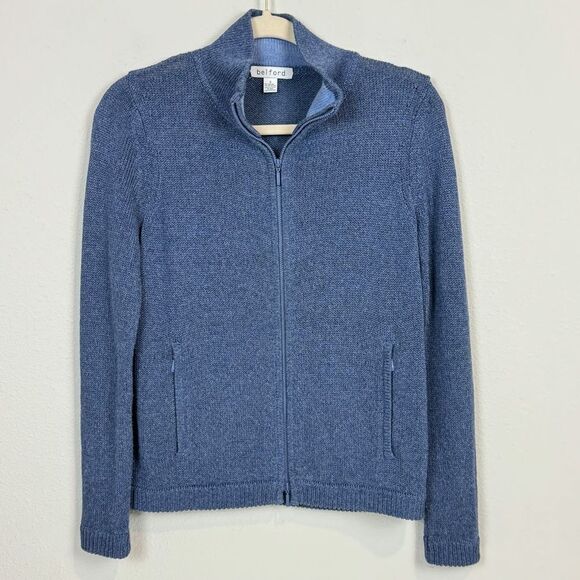 Belford Blue Full Zip Cardigan Sweater S - Picture 1 of 7